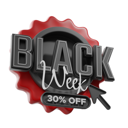 Black Week Sale Label  3D Icon