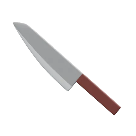 3 D Object Rendering Of Kitchen Cooking Knife Blade Icon Isolated 3D Illustration