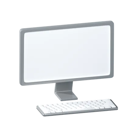 Blank monitor and keyboard  3D Illustration