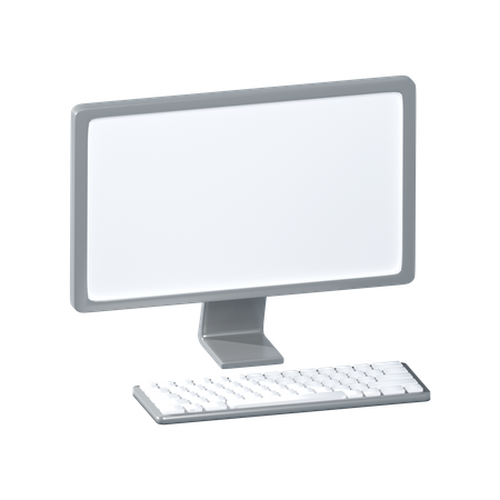 Blank monitor and keyboard 3D Illustration
