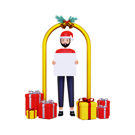 Blank placard for christmas and new year celebration  3D Illustration