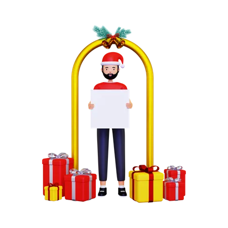 Blank placard for christmas and new year celebration  3D Illustration