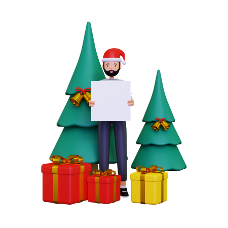 Blank placard for christmas and new year celebration  3D Illustration