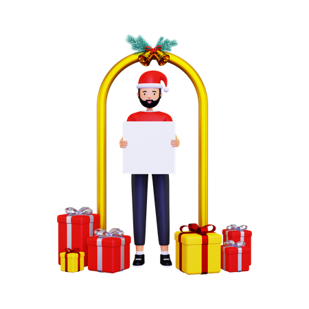 Blank placard for christmas and new year celebration 3D Illustration