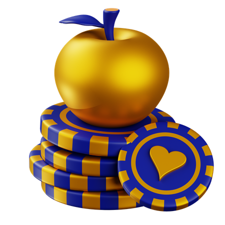 Blauer goldener Apfel mit Herzchip  3D Icon