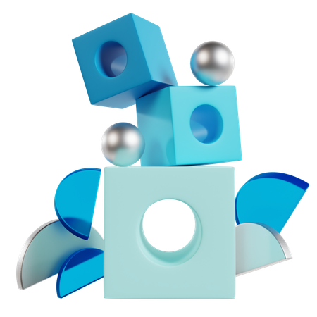 Blaue verschlungene Ringe abstrakt geometrisch  3D Icon
