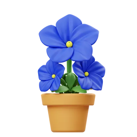 Blauer Petunien-Blumentopf  3D Icon