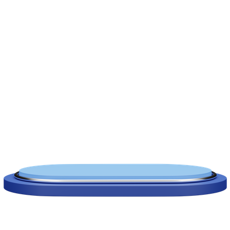 Blaues Podium mit Metallring  3D Icon