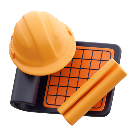 Bauplan und Werkzeug  3D Icon