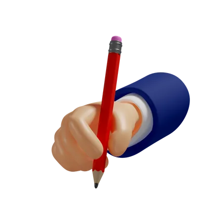 Bleistift in der Hand  3D Illustration