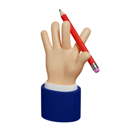 Bleistift in der Hand  3D Illustration