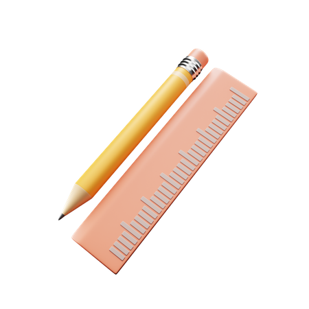 Bleistift & Lineal  3D Icon