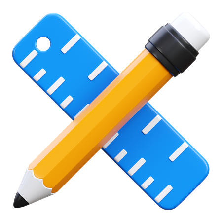 Bleistift und Lineal  3D Icon