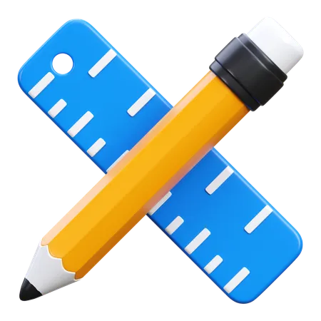 Bleistift und Lineal  3D Icon