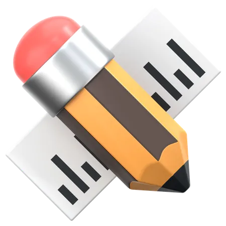 Bleistift und Lineal  3D Icon