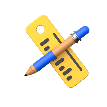 Bleistift und Lineal  3D Icon