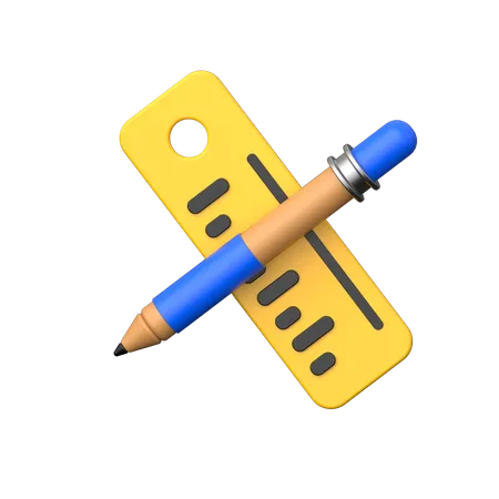 Bleistift und Lineal  3D Icon