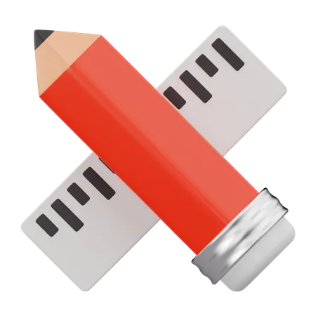 Bleistift und Lineal  3D Icon