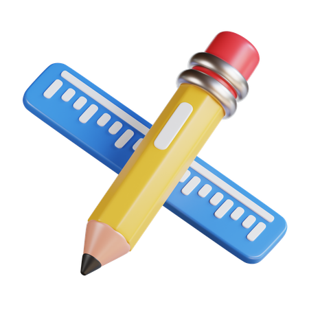 Bleistift und Lineal  3D Icon