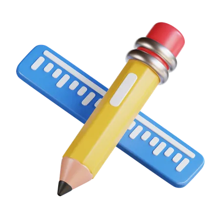 Bleistift und Lineal  3D Icon