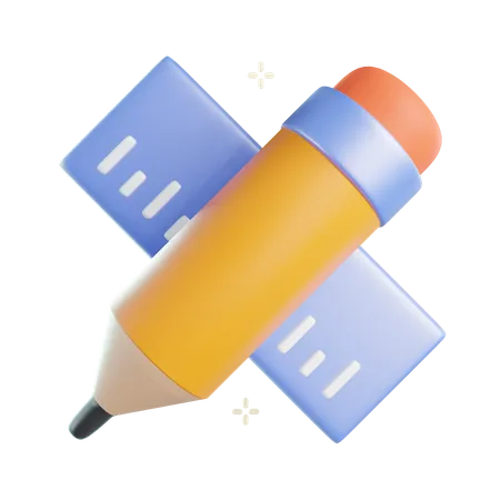 Bleistift und Lineal  3D Icon