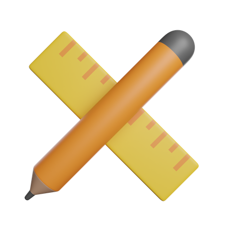 Bleistift und Lineal  3D Icon