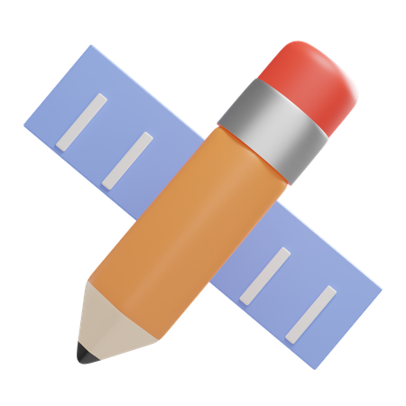 Bleistift und Lineal  3D Icon