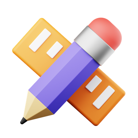 Bleistift und Lineal  3D Icon