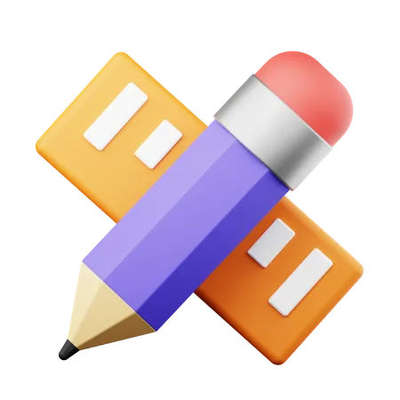 Bleistift und Lineal  3D Icon