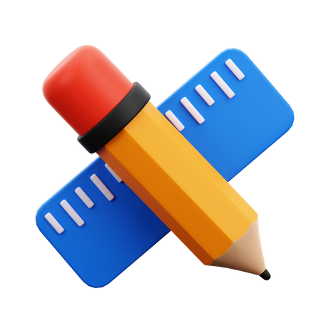 Bleistift und Lineal  3D Icon