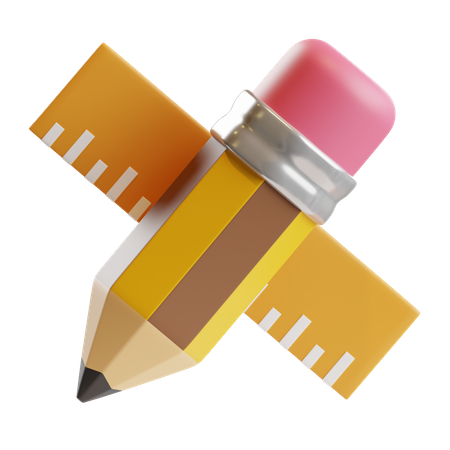 Bleistift und Lineal  3D Icon