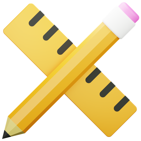 Bleistift und Lineal  3D Icon