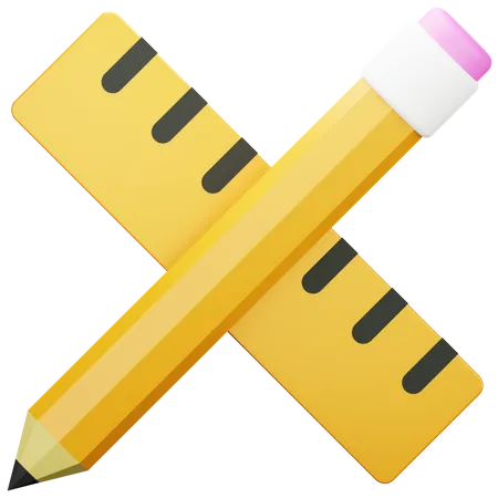 Bleistift und Lineal  3D Icon