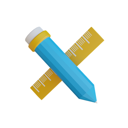 Bleistift und Lineal  3D Icon