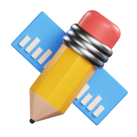 Bleistift und Lineal  3D Icon