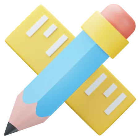 Bleistift und Lineal  3D Icon