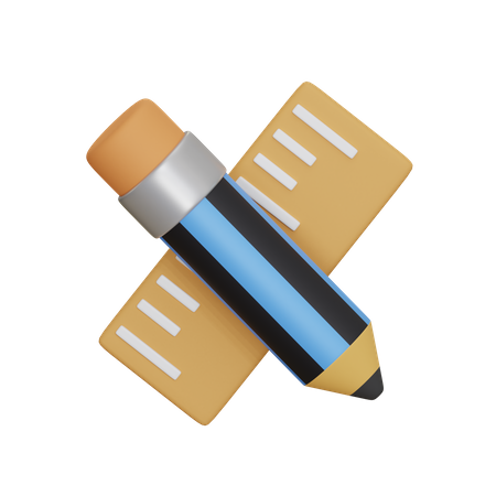 Bleistift und Lineal  3D Icon