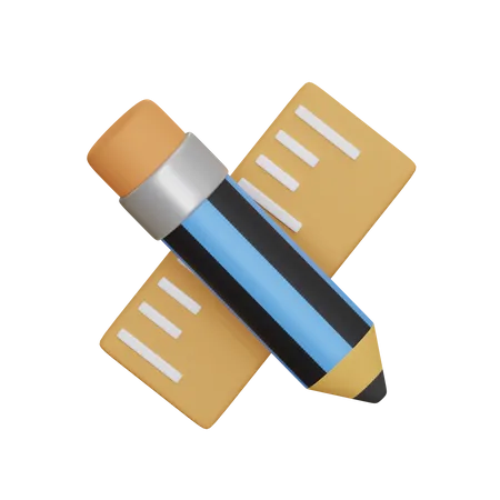 Bleistift und Lineal  3D Icon