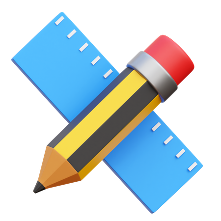 Bleistift und Lineal  3D Icon