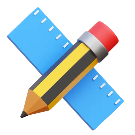 Bleistift und Lineal  3D Icon