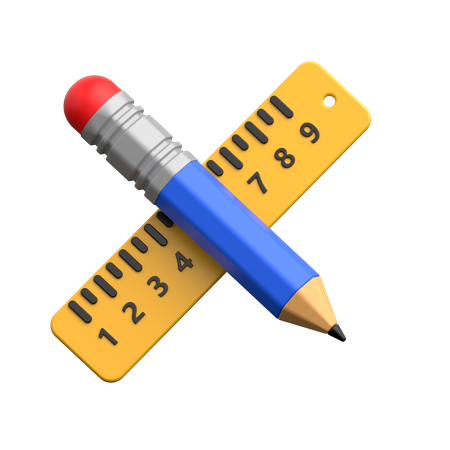 Bleistift und Lineal  3D Icon