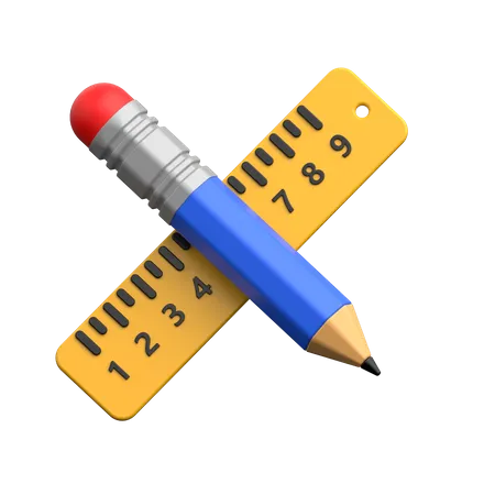 Bleistift und Lineal  3D Icon