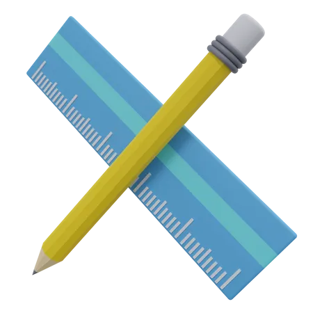 Bleistift und Lineal  3D Icon