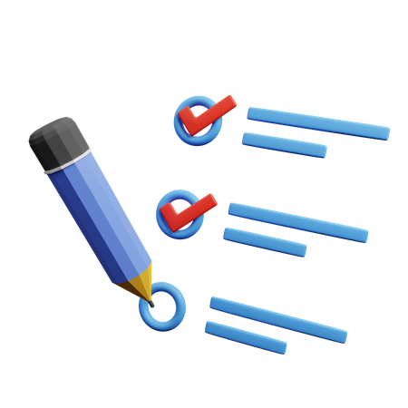 Bleistift und Liste  3D Icon