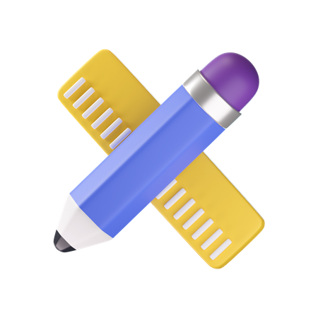 Bleistift und Maßstab  3D Icon