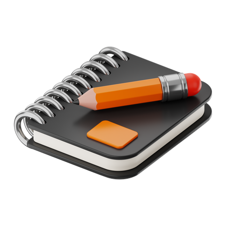 Bleistift und Notizbuch  3D Icon