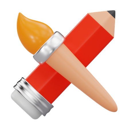 Bleistift und Pinsel  3D Icon