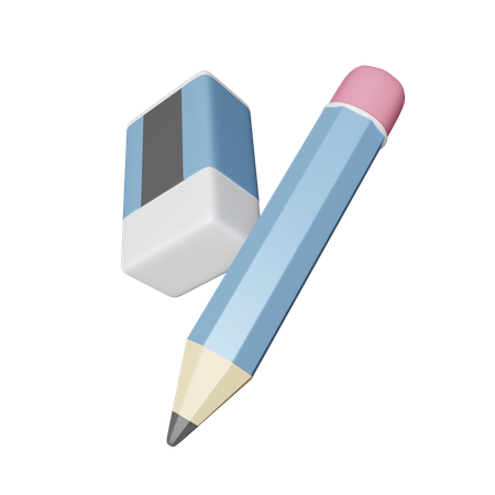 Bleistift und Radiergummi  3D Icon