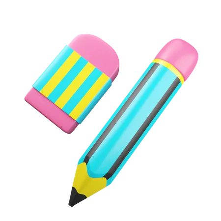 Bleistift und Radiergummi  3D Illustration