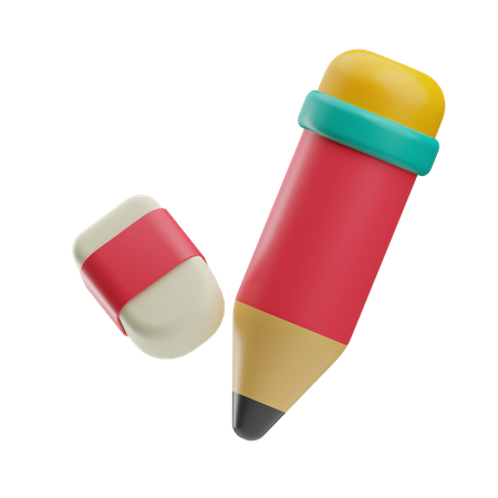 Bleistift und Radiergummi  3D Icon